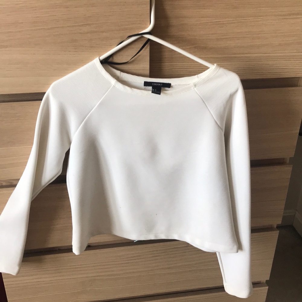 White. thick long sleeve shirt